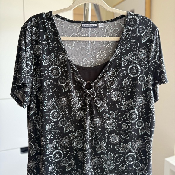 Croft and Barrow Black and Gray Patterned Women's Top Size XL - Picture 2 of 3